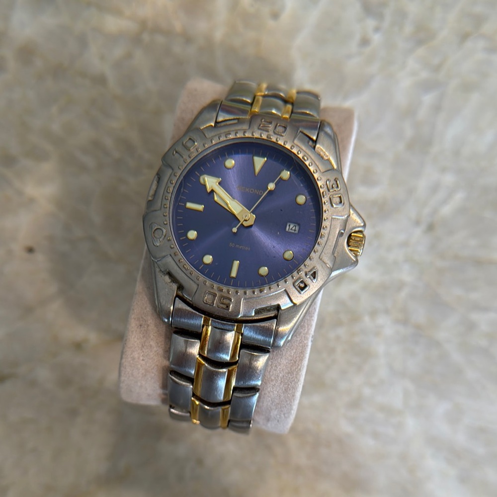Two-Tone Blue Dial Watch